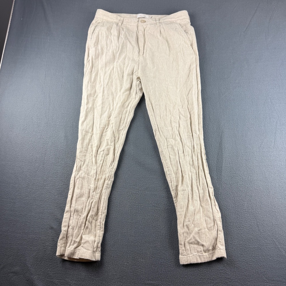 Porter & Ash Linen Pants Men's 30 (Fits 31x28) Beige Lightweight Summer Beach